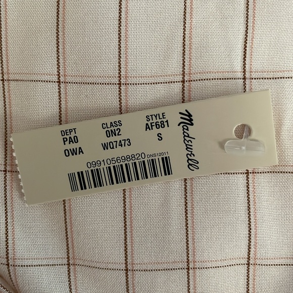✨NWT✨ Madewell Balloon Sleeve Button-down Peasant Top in Windowpane - Picture 11 of 11